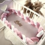 Tour de lit tressé - Rose Blanc Rose