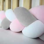 Tour de lit tressé - Rose Gris Blanc