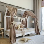 Bedhemel Bedhuisje A - Wit met gouden stippen (Copy)Bedhemel